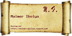 Malmer Ibolya névjegykártya